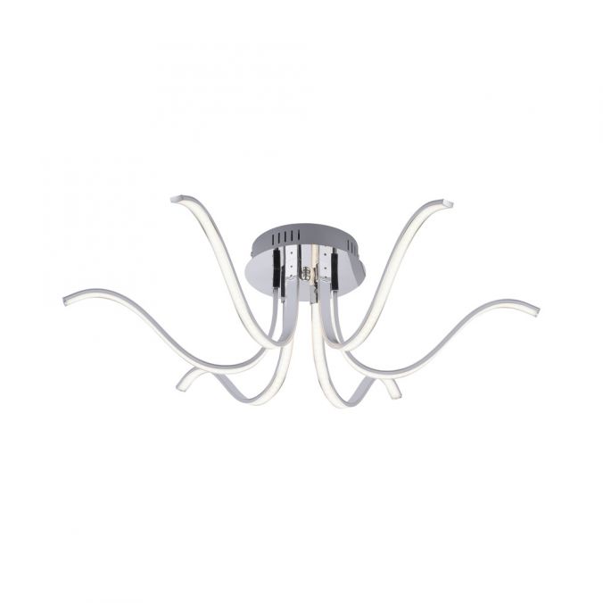 Paul Neuhaus LED-Deckenleuchte, 6-flammig, chrom, 67x67 cm, filigrane Leuchtenarme