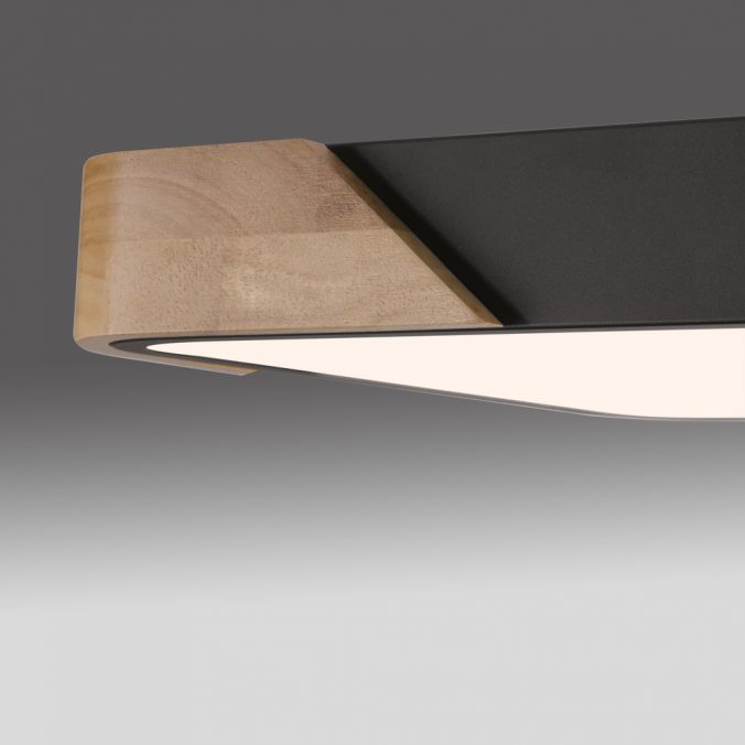 Paul Neuhaus LED Deckenleuchte quadratisch schwarz mit Holzdekor zeitloses Design Bis zu 60% Rabatt