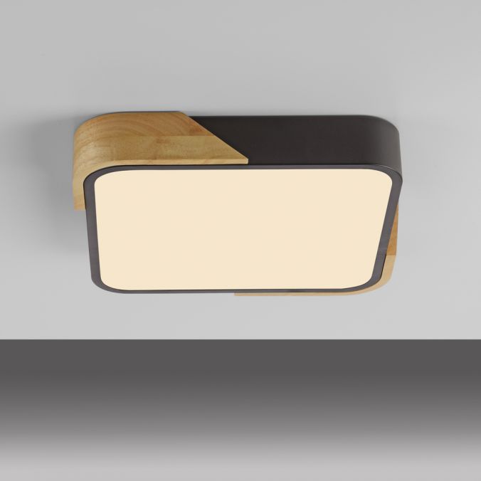 Paul Neuhaus LED Deckenleuchte quadratisch schwarz mit Holzdekor zeitloses Design Bis zu 60% Rabatt