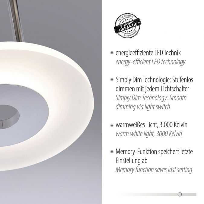 Paul Neuhaus LED Deckenleuchte, stahlfarben, 3-flammig, Frisbee-Optik, modern, dimmbar Bis zu 65% Rabatt