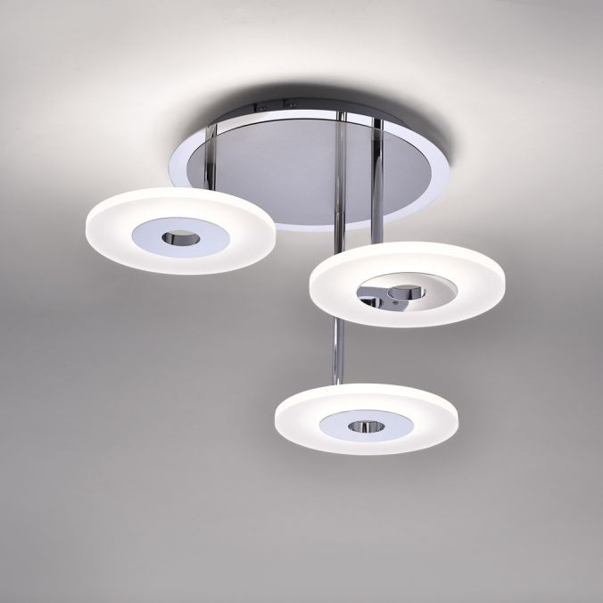 Paul Neuhaus LED Deckenleuchte, stahlfarben, 3-flammig, Frisbee-Optik, modern, dimmbar Bis zu 65% Rabatt