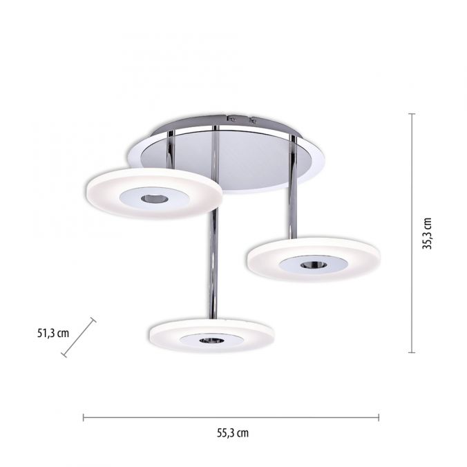 Paul Neuhaus LED Deckenleuchte, stahlfarben, 3-flammig, Frisbee-Optik, modern, dimmbar Bis zu 65% Rabatt