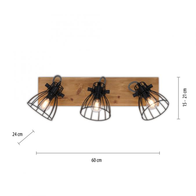 Paul Neuhaus LED Deckenleuchte Naturholz schwarz 3 flammig drehbar Industrie Design Sonderangebot der Fabrik