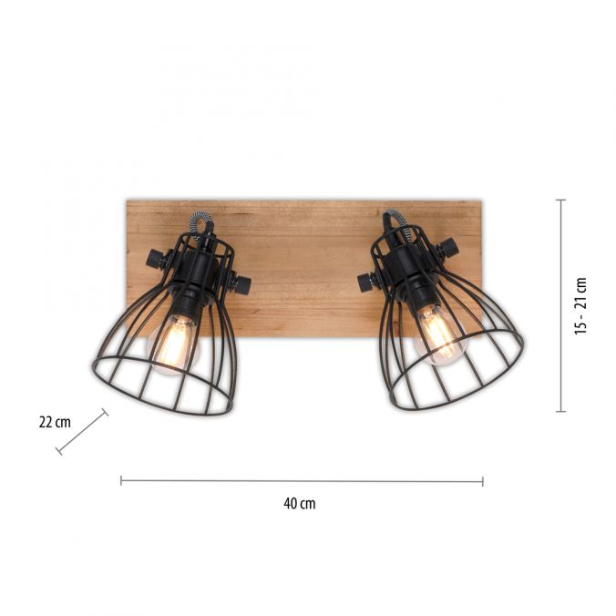Paul Neuhaus LED Deckenleuchte Naturholz schwarz 2 flammig drehbar Industrie Design Vierteljährliche Förderung