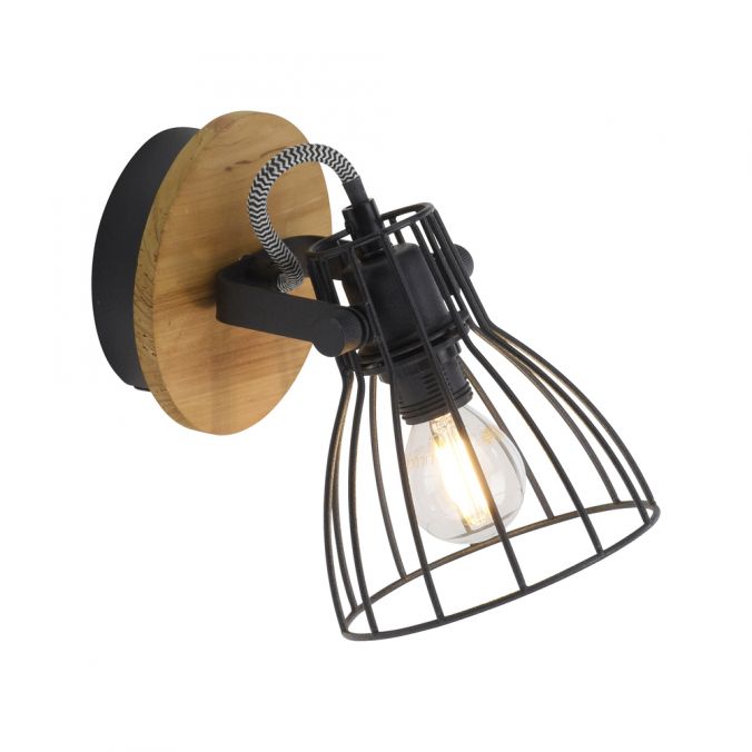 Paul Neuhaus LED Deckenleuchte Naturholz schwarz 2 flammig drehbar Industrie Design
