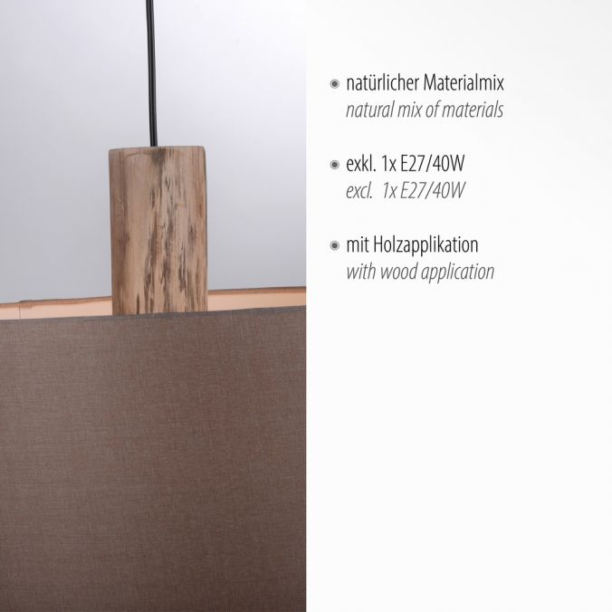 Paul Neuhaus Pendelleuchte, Stoff, leinen-natur, E27, Holz, 2-flammig Discount Store für neue Produkte