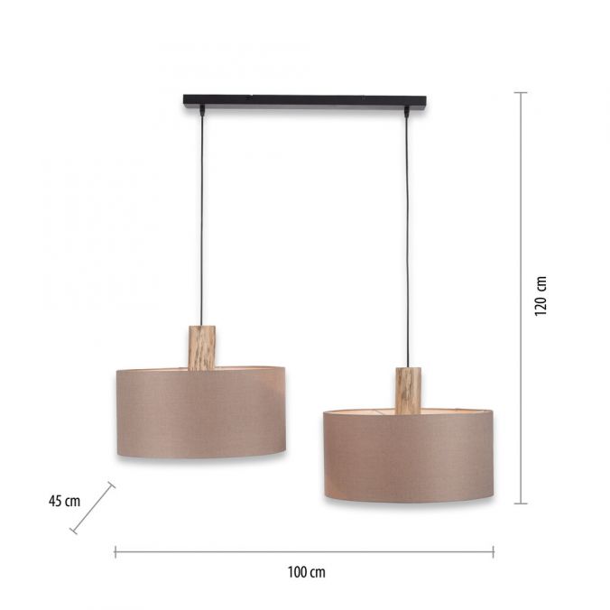 Paul Neuhaus Pendelleuchte, Stoff, leinen-natur, E27, Holz, 2-flammig Discount Store für neue Produkte