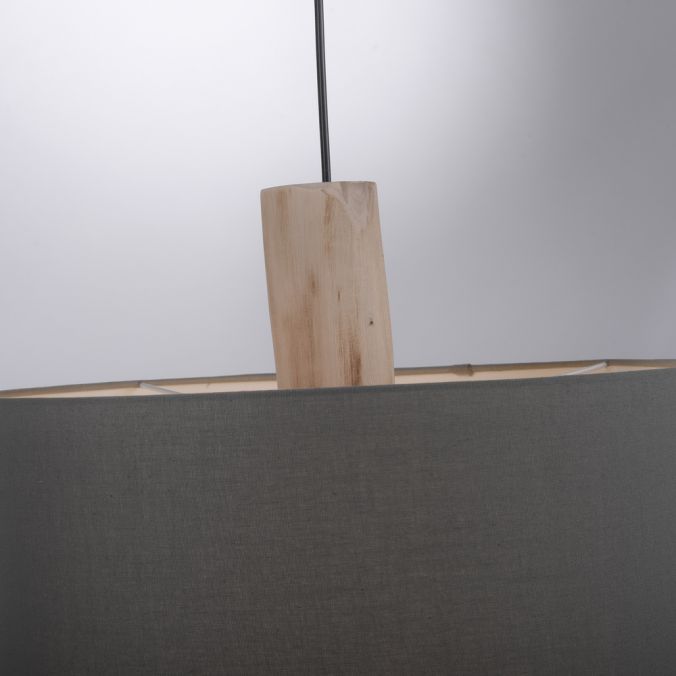 Paul Neuhaus Pendelleuchte, Stoff, grau, E27, Holz, 2-flammig Super Rabatt