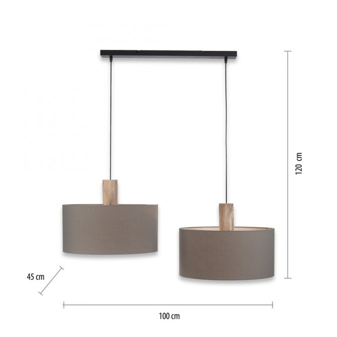 Paul Neuhaus Pendelleuchte, Stoff, grau, E27, Holz, 2-flammig Super Rabatt