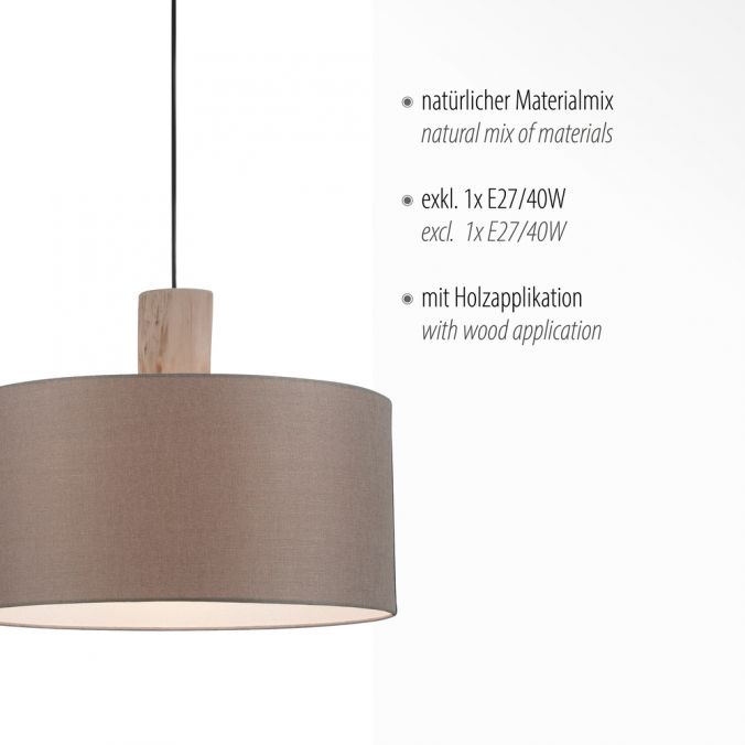 Paul Neuhaus Pendelleuchte, Stoff, leinen-natur, E27, Holz Riesige Rabatte