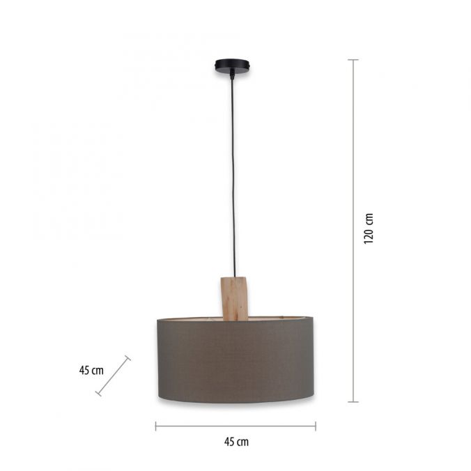Paul Neuhaus Pendelleuchte, Stoff, grau, E27, Holz 50% Rabatt mit kostenlosem Versand