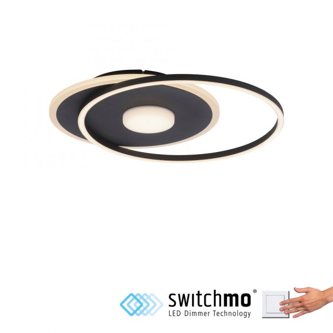 Paul Neuhaus LED Deckenleuchte rund Switchmo schwarz 3 Stufen Dimmung modern