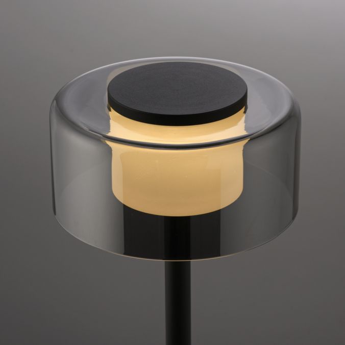 Paul Neuhaus LED Tischleuche schwarz stufenlos dimmbar Rauchglas Memoryfunktion Speichern exportieren