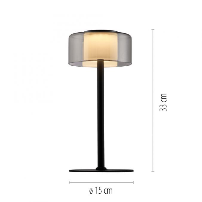 Paul Neuhaus LED Tischleuche schwarz stufenlos dimmbar Rauchglas Memoryfunktion Speichern exportieren