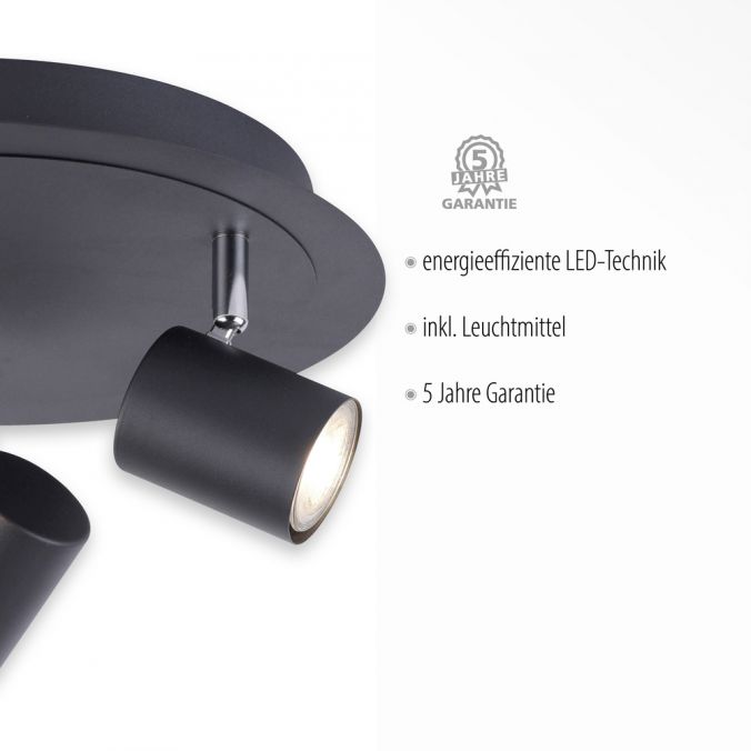 Paul Neuhaus LED Deckenleuchte, anthrazit, 3 Flammig, schwenkbare Leuchtköpfe Black Friday Preise