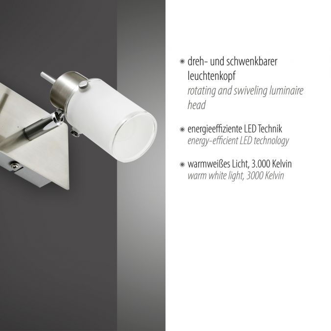 Paul Neuhaus LED-Wandleuchte, verstellbaren Leuchtkopf, Wippschalter, satiniertes Glas Online