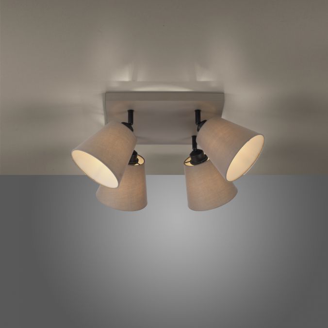 Paul Neuhaus LED Deckenlampe 4 flammig Farbe quadratisch taube drehbar Stoffschirm Angebote