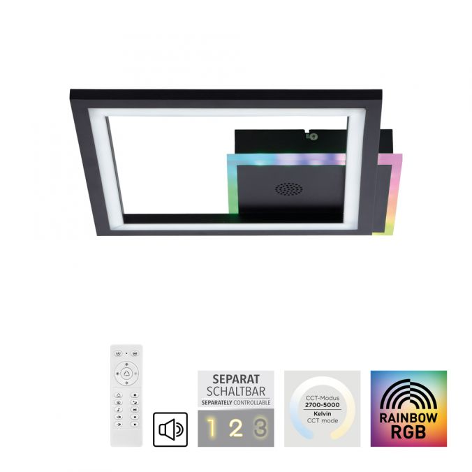 Paul Neuhaus LED Deckenleuchte Lautsprecher Bluetooth schwarz Rainbow RGB