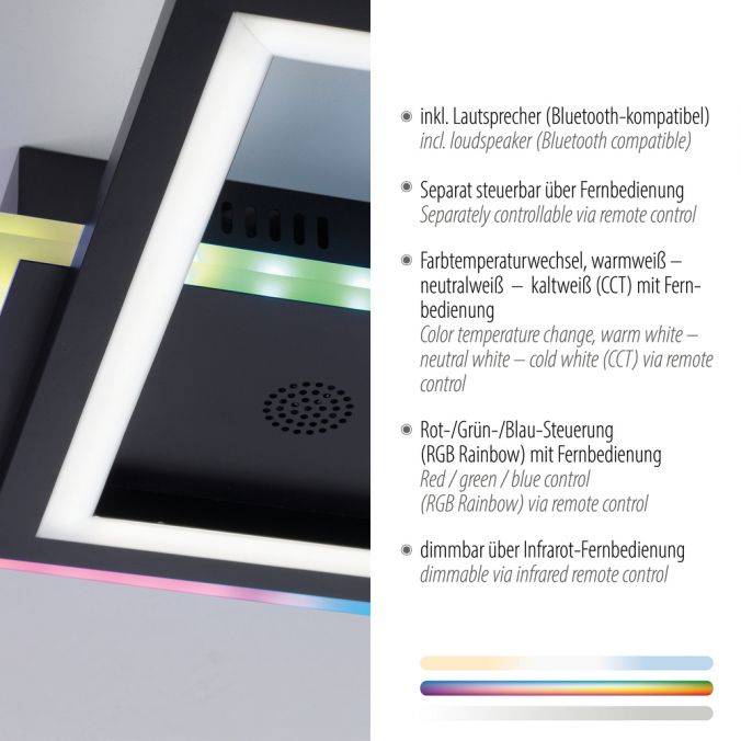 Paul Neuhaus LED Deckenleuchte Lautsprecher Bluetooth schwarz Rainbow RGB Schlussverkauf
