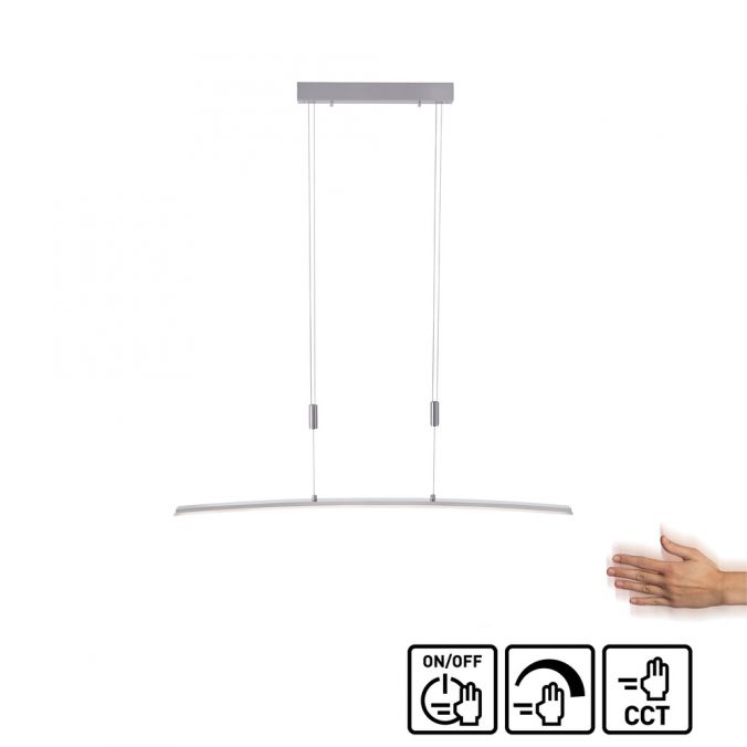 Paul Neuhaus LED Pendelleuchte, stahlfarben, CCT, 100cm lang, dimmbar