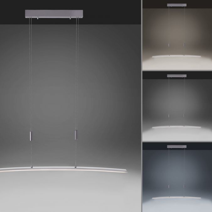 Paul Neuhaus LED Pendelleuchte, stahlfarben, CCT, 100cm lang, dimmbar Günstiger Verkauf