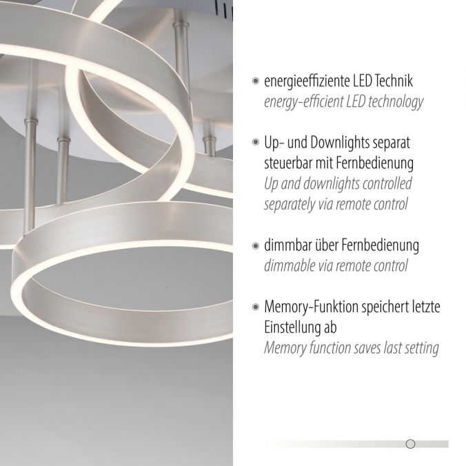 Paul Neuhaus LED Deckenleuchte 3 flammig silber Up- Downlight dimmbar Fernbedienung Fabrikverkauf
