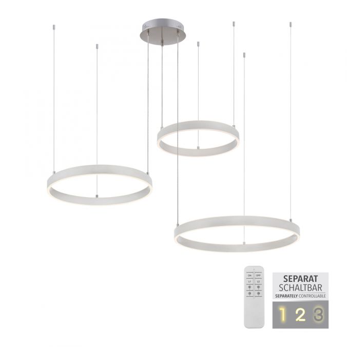 Paul Neuhaus LED Pendelleuchte 3 flammig silber Up- Downlight dimmbar Fernbedienung