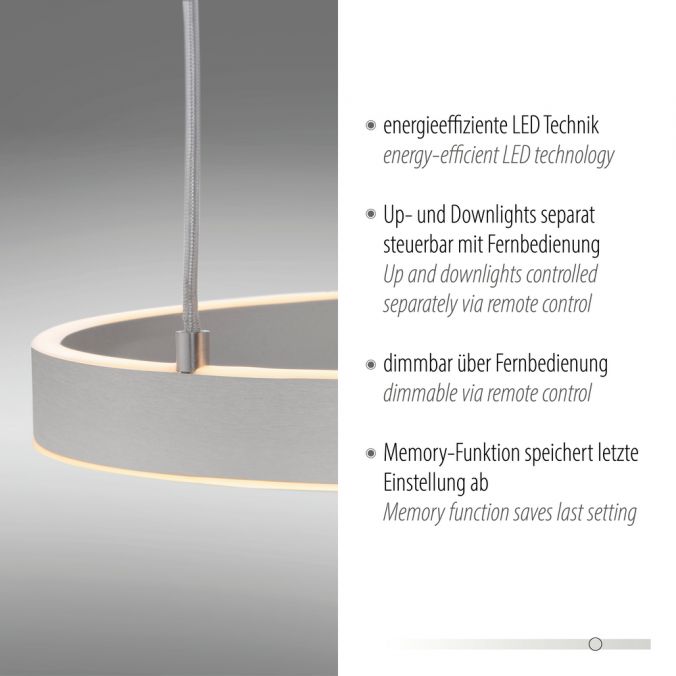 Paul Neuhaus LED Pendelleuchte 3 flammig silber Up- Downlight dimmbar Fernbedienung Meist gekauft