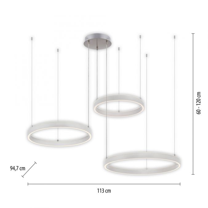 Paul Neuhaus LED Pendelleuchte 3 flammig silber Up- Downlight dimmbar Fernbedienung Meist gekauft