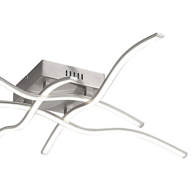 Paul Neuhaus LED Deckenleuchte silber, 4 Leuchtarme, geschwungene Rautenform, warmweiß Kostenloser Versand