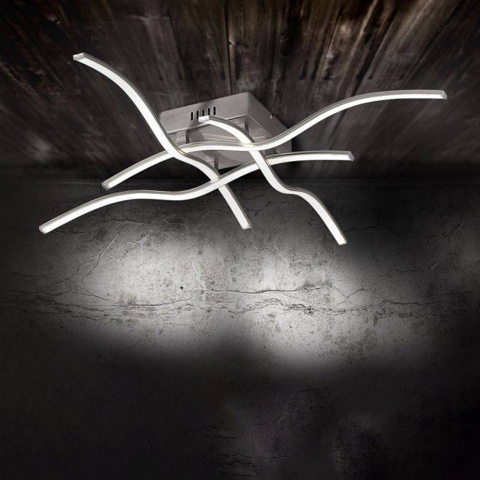 Paul Neuhaus LED Deckenleuchte silber, 4 Leuchtarme, geschwungene Rautenform, warmweiß Kostenloser Versand