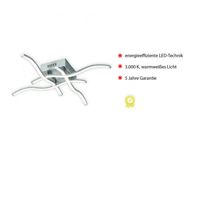 Paul Neuhaus LED-Deckenleuchte, stahl, 4 Leuchtarme, Rautenform, warmweiße Lichtfarbe Limitierter Zeitrabatt