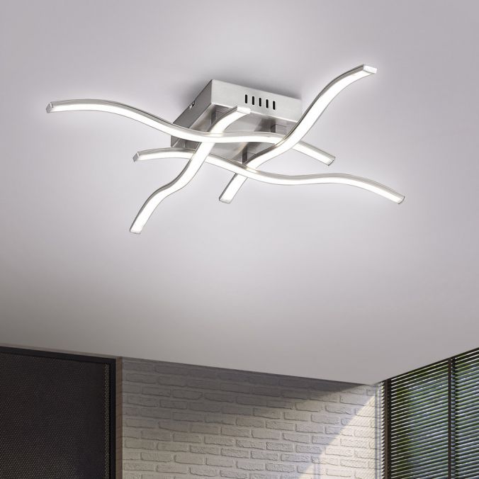 Paul Neuhaus LED-Deckenleuchte, stahl, 4 Leuchtarme, Rautenform, warmweiße Lichtfarbe Limitierter Zeitrabatt