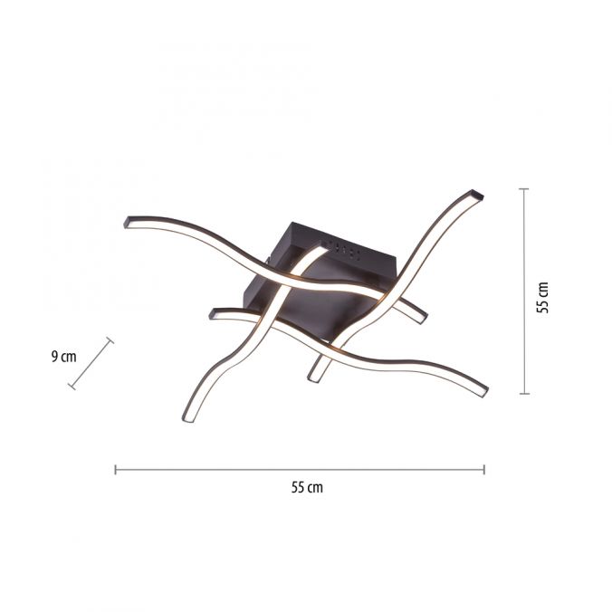 Paul Neuhaus LED-Deckenleuchte, schwarz, quadratisch, 4 Leuchtarme, Wellenform, modern Fabrik Onlineshop