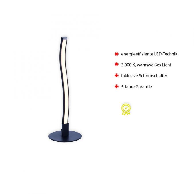 Paul Neuhaus LED-Tischleuchte, schwarz, Wellenform, warmweiße Lichtfarbe, modern Sonderangebot