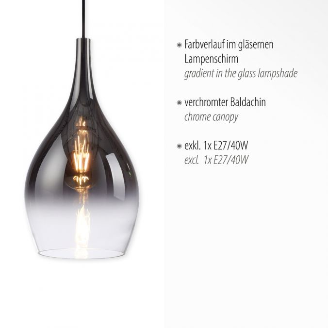 Paul Neuhaus LED Pendelleuchte 1 flammig schwarz verchromt Farbverlauf Esstischlampe Flash Sale