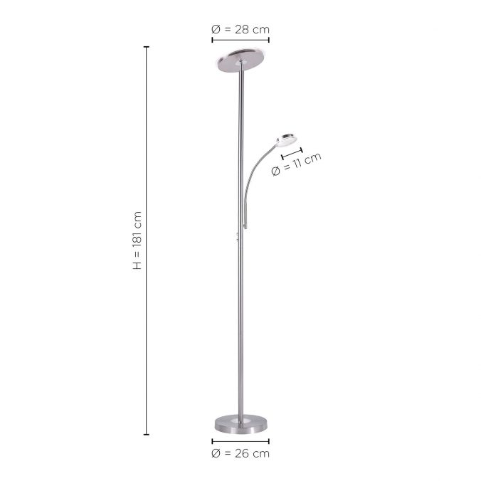 Paul Neuhaus LED-Deckenfluter, stahlfarben, flexibler Lesearm, dimmbar, modern, Büro Begrenztes Angebot