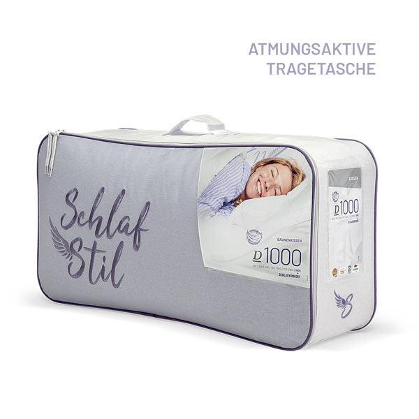 Schlafstil Gänsedaunenkissen 3-Kammer Schlafstil D1000, 100% reine Gänsedaunen (Außen) Super Sparpreis