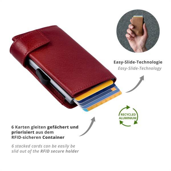 SecWal Kartenetui mit Münzfach Druckknopf Geldbörse aus Leder Verkauf