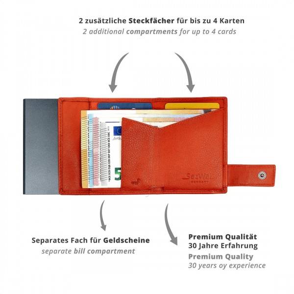 SecWal Kartenetui mit Münzfach Druckknopf Geldbörse aus Leder im Angebot