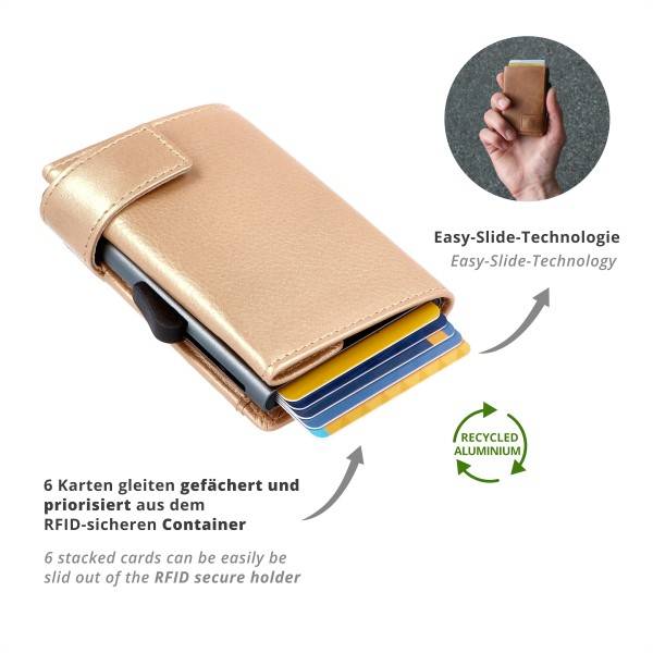SecWal Kartenetui mit Münzfach Druckknopf Geldbörse aus Leder Begrenztes Angebot