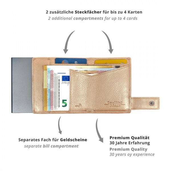 SecWal Kartenetui mit Münzfach Druckknopf Geldbörse aus Leder Begrenztes Angebot