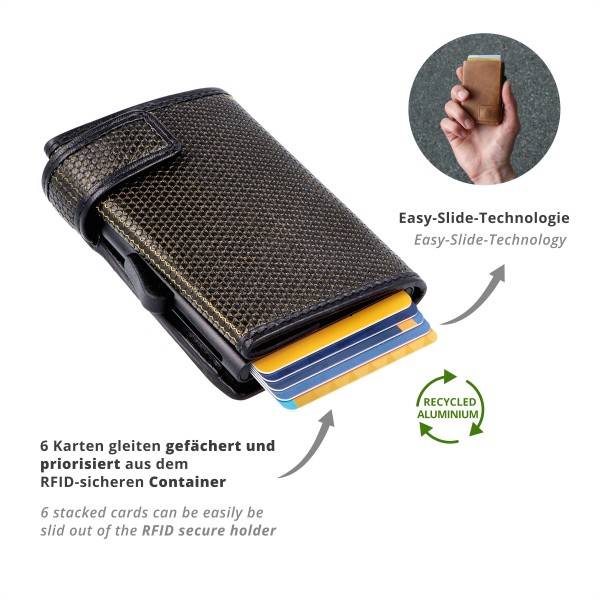 SecWal Kartenetui mit Münzfach Druckknopf Geldbörse aus Leder Preisnachlass