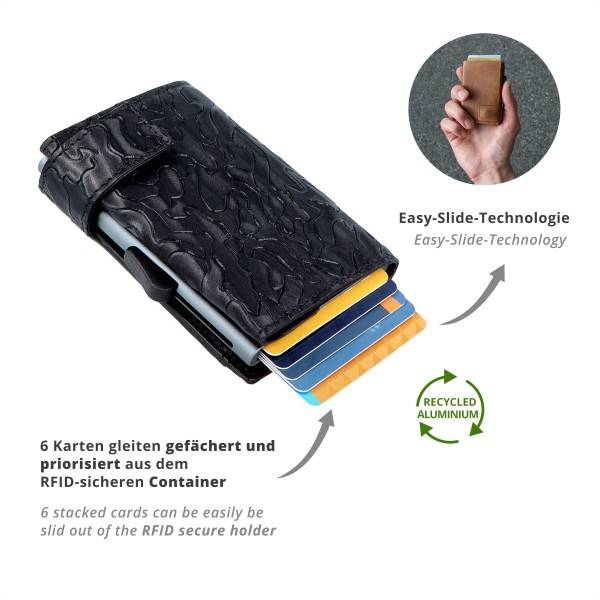 SecWal Kartenetui mit Münzfach Druckknopf Geldbörse aus Leder Black Friday