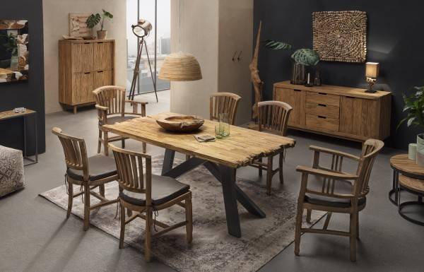 ﻿Sit Möbel 2-Satz-Tisch (ROMANTEAKA) 07996-39 (Gestell schwarz, Platte natur) Vierteljährliche Förderung