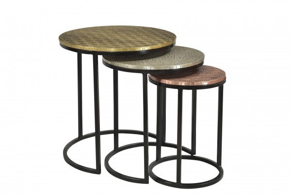 Sit Möbel 3-Satz-Tisch (THIS & THAT) 01053-10 (Platten mit Messing, Weißmetall bzw. Kupfer beschlagen) Riesige Rabatte
