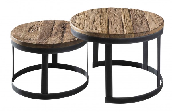 Sit Möbel 2-Satz-Tisch (ROMANTEAKA) 07996-39 (Gestell schwarz, Platte natur)