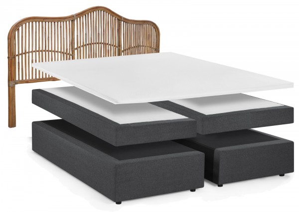 Sit Möbel Boxspringbett mit Rattan-Kopfteil (THIS & THAT) 18006-00 (dunkelgrau, natur) 50% Rabatt für begrenzte Zeit