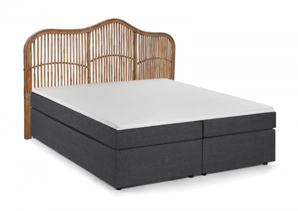 Sit Möbel Boxspringbett mit Rattan-Kopfteil (THIS & THAT) 18006-00 (dunkelgrau, natur) 50% Rabatt für begrenzte Zeit