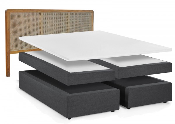 Sit Möbel Boxspringbett mit Rattan-Kopfteil (THIS & THAT) 18006-01 (dunkelgrau, natur) Rabatte dieses Monats